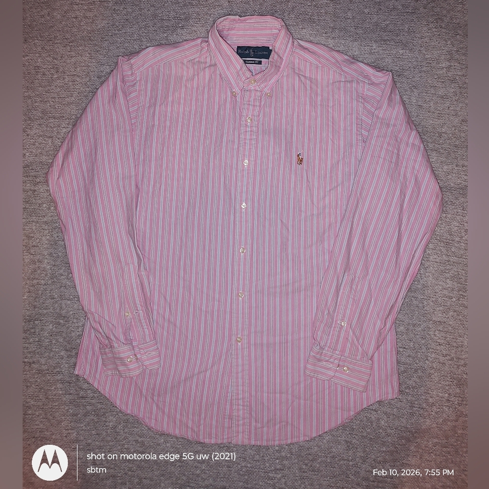 Ralph Lauren Pink Men Shirt Classic For 16 1/2 34/35